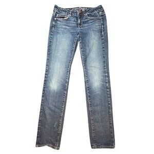 American Eagle Outfitters Womens 4 Skinny Jeans Medium Wash Low Rise Whiskered
